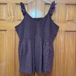 Torrid Chocolate Brown Smocked Sleeveless Blouse Size 5X NWT